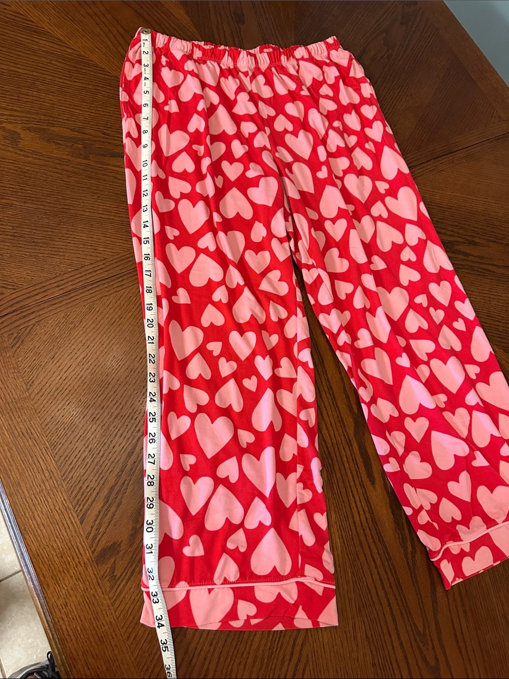 Women’s Red and Pink Heart Print Pajama Set - Cropped - Picture 9 of 10